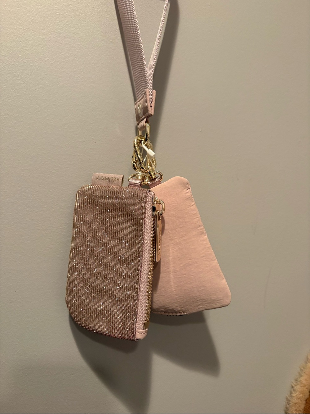 Lululemon Pink Wristlet Keychain Duo with Sparkle Pouch - Picture 3 of 5